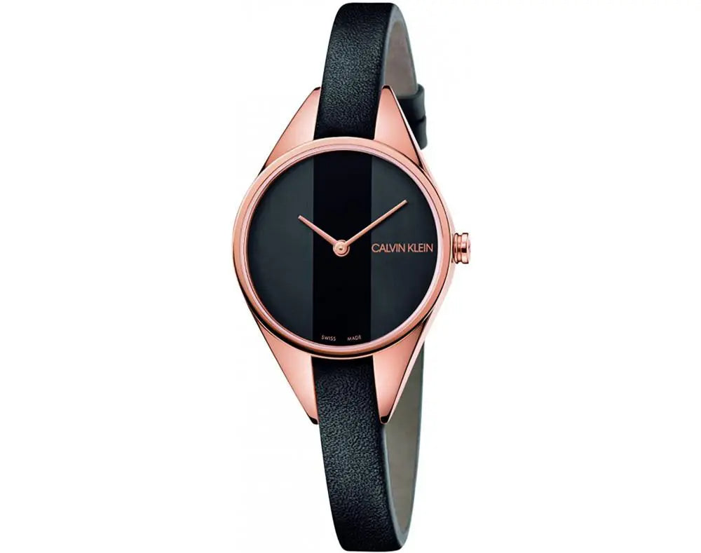 Calvin Klein Rebel Black Dial Black Leather Strap Watch for Women - K8P236C1 Buy Now By Calvin Klein
