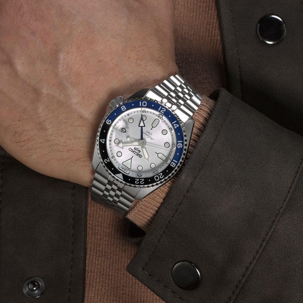 Seiko 5 Sports SKX GMT Automatic Sky Blue Dial Silver Steel Strap Watch For Men - SSK033K1 Buy Now By Seiko