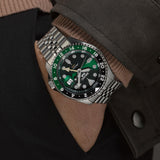 Seiko 5 Sports SKX GMT Automatic Green Dial Silver Steel Strap Watch For Men - SSK035K1 Buy Now By Seiko