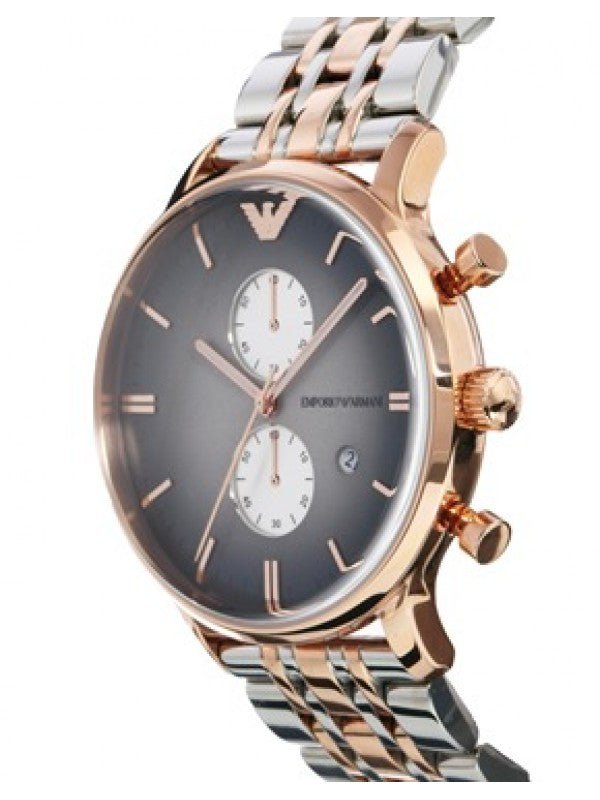 Emporio Armani Gianni Chronograph Grey Dial Two Tone Steel Strap Watch For Men - AR1721 Buy Now By Emporio Armani