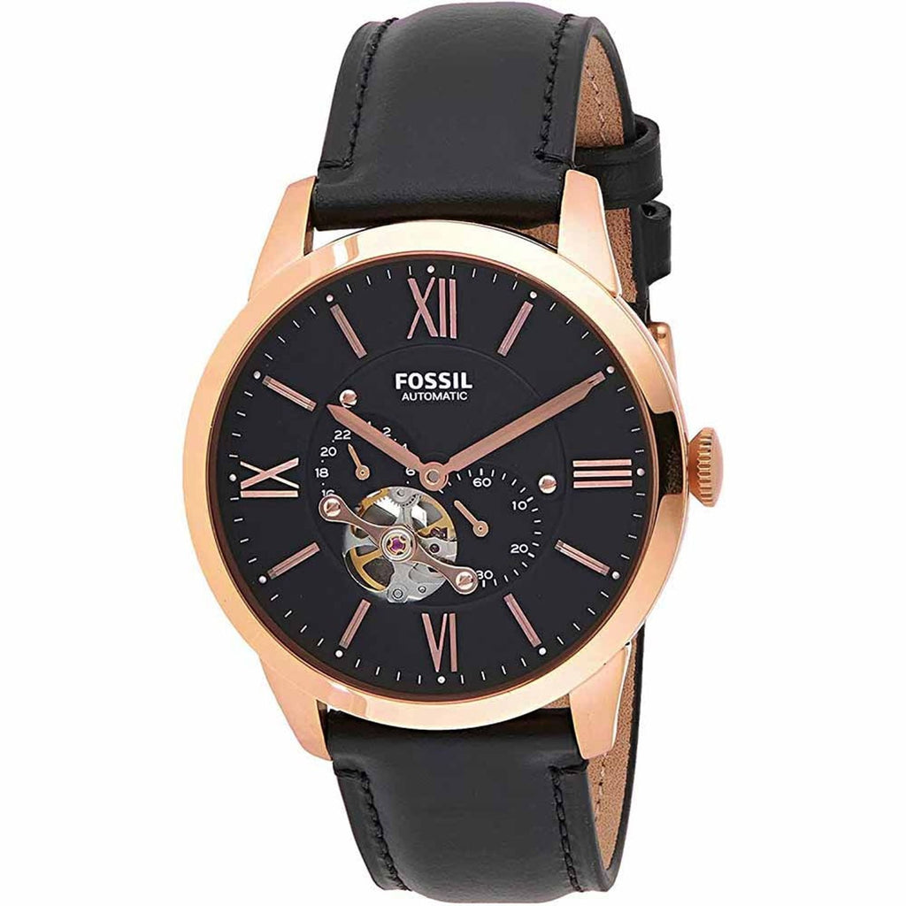 Fossil Townsman Automatic Black Dial Black Leather Strap Watch for Men - ME3170 Buy Now By Fossil