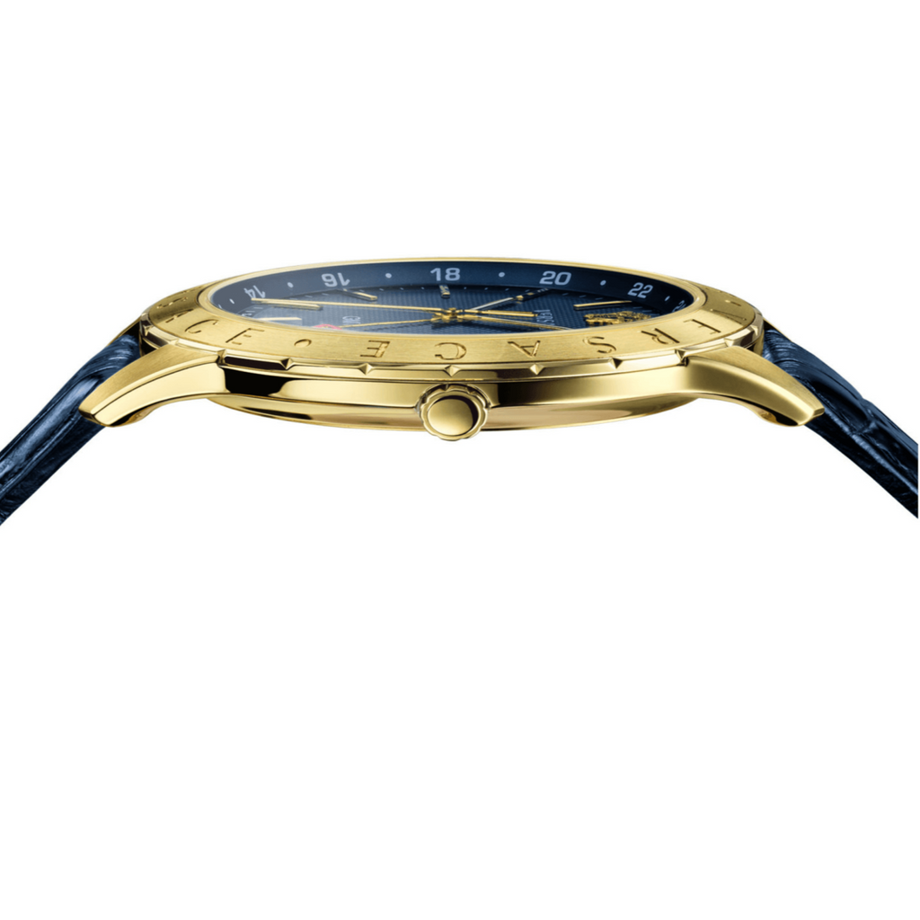 Versace Univers Navy Blue Dial Navy Blue Leather Strap Watch for Men - VEBK00318 Buy Now By Versace