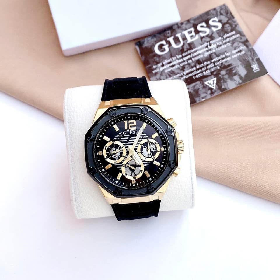 Guess Momentum Black Dial Black Rubber Strap Watch for Men - GW0263G1 Buy Now By Guess