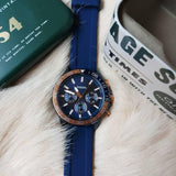 Fossil Bannon Multifunction Blue Dial Blue Silicone Strap Watch for Men - BQ2498 Buy Now By Fossil