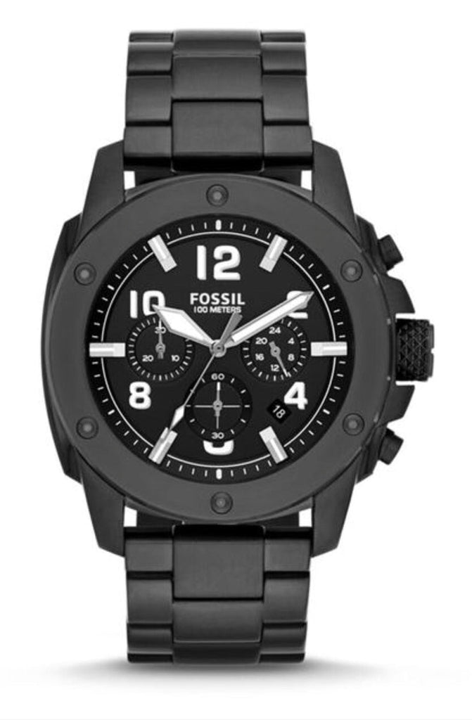 Fossil Machine Chronograph Black Dial Black Steel Strap Watch for Men - FS4927 Buy Now By Fossil