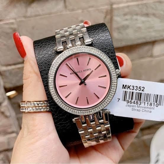 Michael Kors Darci Crystal Pink Dial Silver Stainless Steel Strap Watch for Women - MK3352 Buy Now By Michael Kors