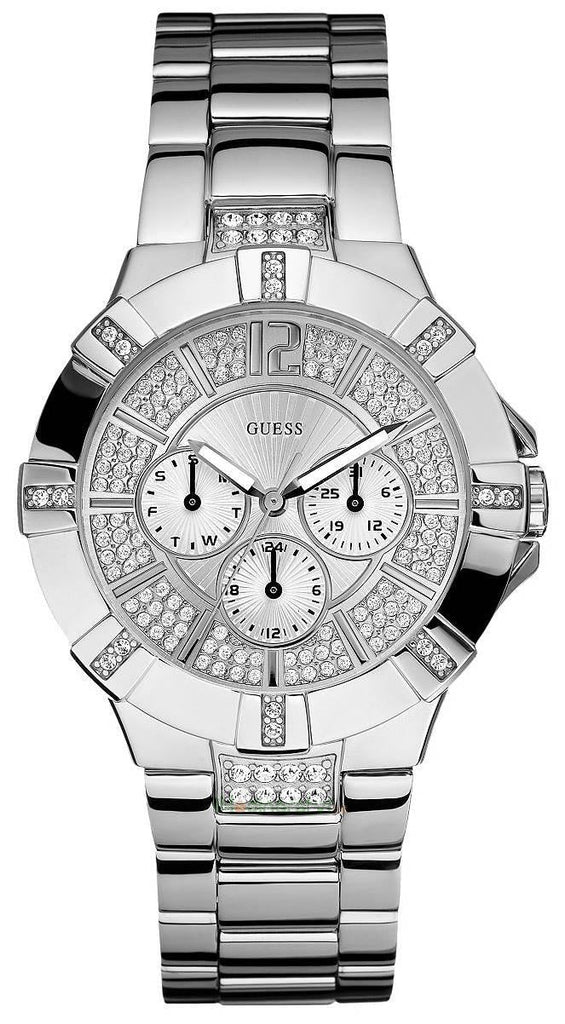 Guess Vista Diamonds Silver Dial Silver Steel Strap Watch for Women - W12080L1 Buy Now By Guess