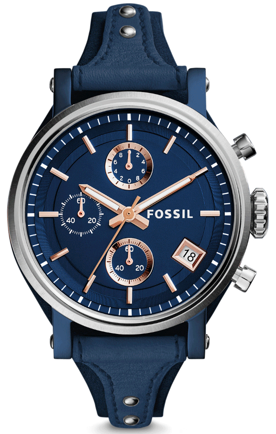 Fossil Boyfriend Sport Chronograph Blue Dial Blue Leather Strap Watch for Women - ES4113 Buy Now By Fossil