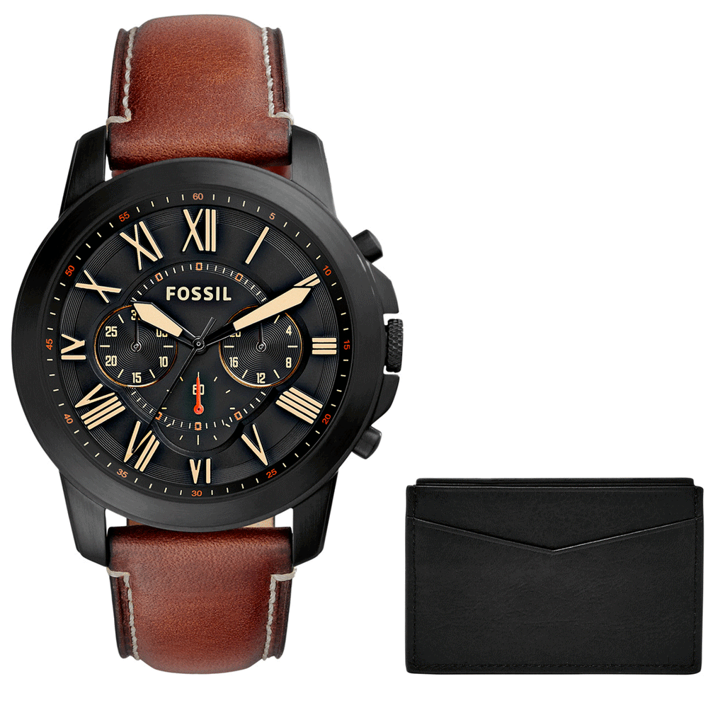 Fossil Grant Chronograph Black Dial Brown Leather Strap Watch for Men - FS5241 Buy Now By Fossil