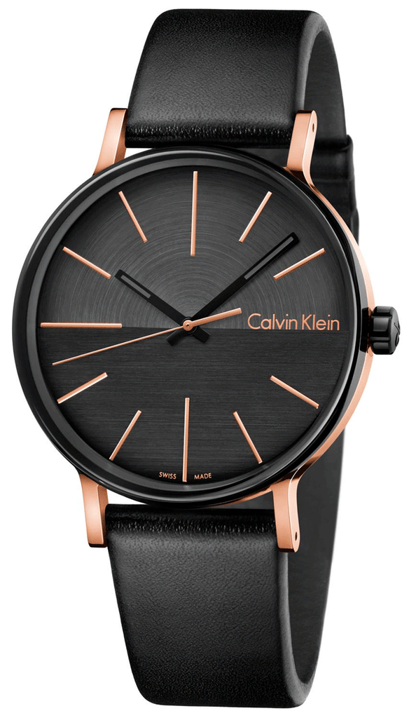 Calvin Klein Boost Black Dial Black Leather Strap Watch for Men - K7Y21TCZ Buy Now By Calvin Klein