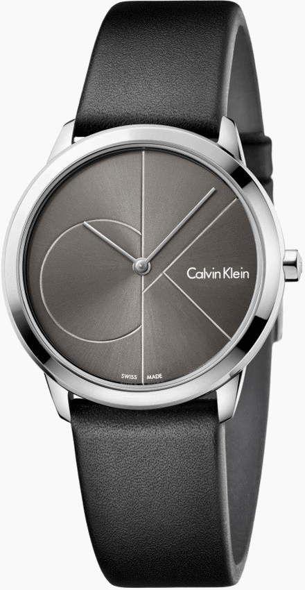 Calvin Klein Minimal Grey Dial Black Leather Strap Watch for Men - K3M221C3 Buy Now By Calvin Klein