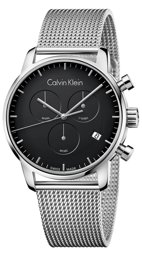 Calvin Klein City Chronograph Black Dial Silver Mesh Bracelet Watch for Men - K2G27121 Buy Now By Calvin Klein