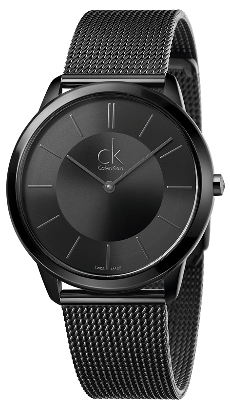 Calvin Klein Minimal Black Dial Black Mesh Bracelet Watch for Men - K3M214B1 Buy Now By Calvin Klein