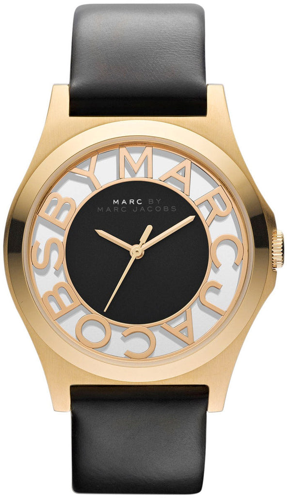 Marc Jacobs Henry Skeleton Black Dial Black Leather Strap Watch for Women - MBM1246 Buy Now By Marc Jacobs