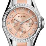 Fossil Riley Multifunction Rose Gold Dial Two Tone Steel Strap Watch for Women - ES4145 Buy Now By Fossil
