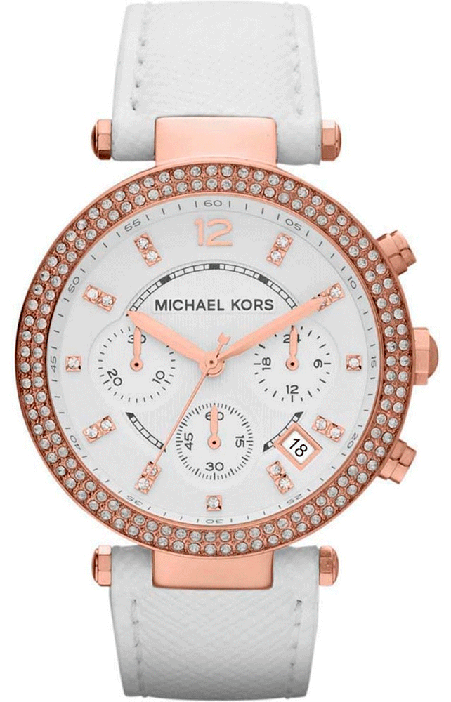 Michael Kors Parker White Diamonds Dial White Leather Strap Watch for Women - MK2281 Buy Now By Michael Kors