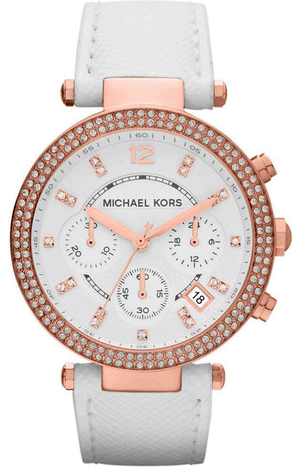 Michael Kors Parker White Diamonds Dial White Leather Strap Watch for Women - MK2281 Buy Now By Michael Kors