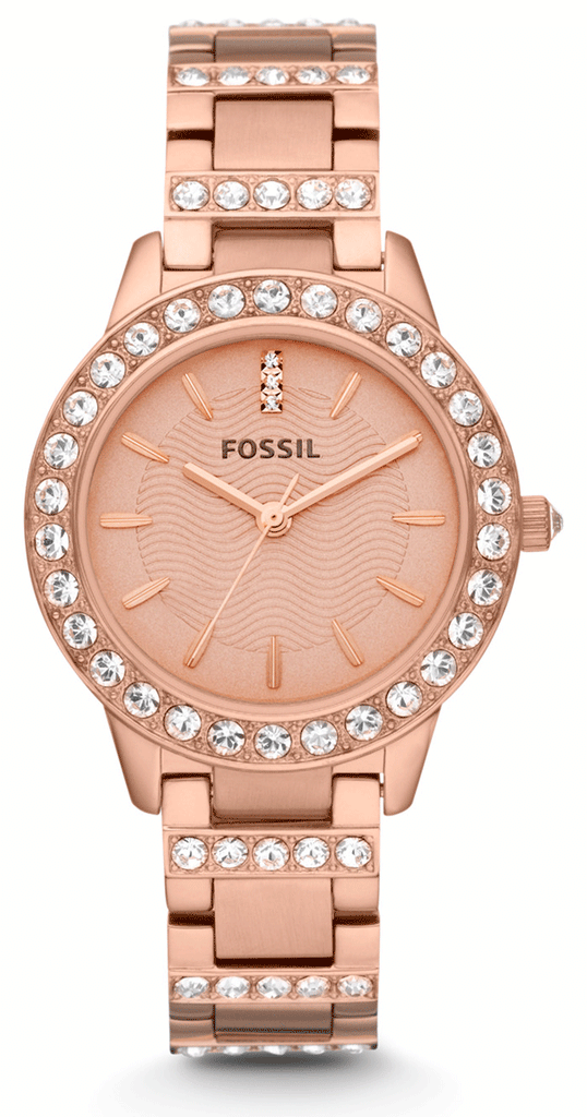 Fossil Jesse Crystal Rose Gold Dial Rose Gold Steel Strap Watch for Women - ES3020 Buy Now By Fossil