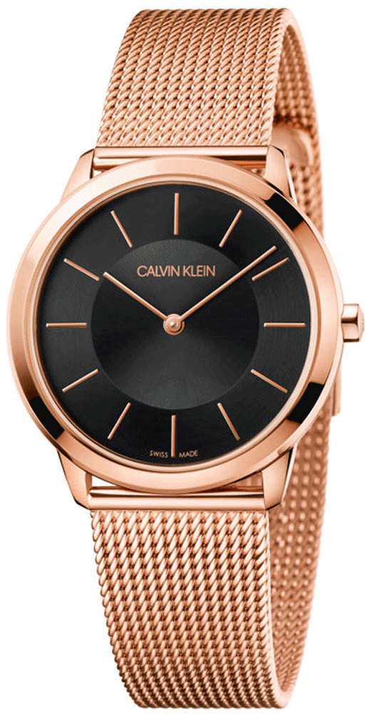 Calvin Klein Minimal Black Dial Rose Gold Mesh Bracelet Watch for Women - K3M2262Y Buy Now By Calvin Klein