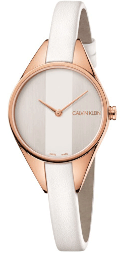 Calvin Klein Rebel White Grey Dial White Leather Strap Watch for Women - K8P236L6 Buy Now By Calvin Klein