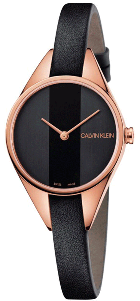 Calvin Klein Rebel Black Dial Black Leather Strap Watch for Women - K8P236C1 Buy Now By Calvin Klein