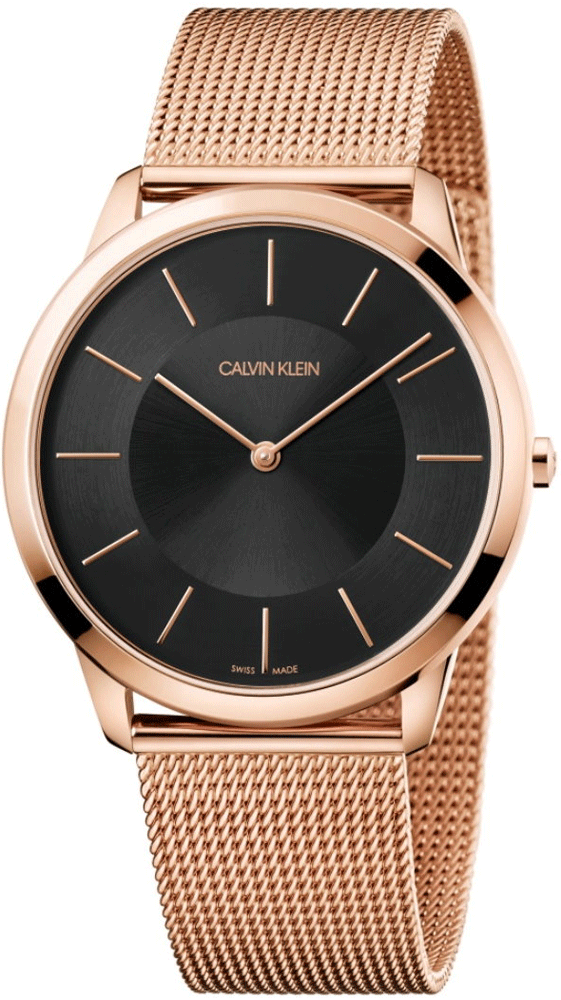 Calvin Klein Minimal Black Dial Rose Gold Mesh Bracelet Watch for Men - K3M2162Y Buy Now By Calvin Klein