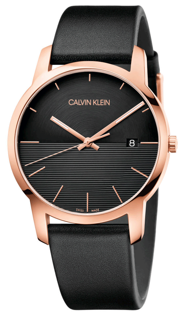 Calvin Klein City Quartz Black Dial Black Leather Strap Watch for Men - K2G2G6CZ Buy Now By Calvin Klein