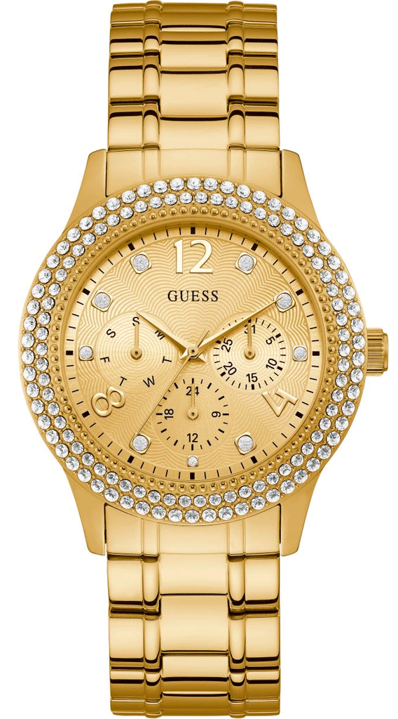 Guess Bedazzle Diamonds Gold Dial Gold Steel Strap Watch For Women - W1097L2 Buy Now By Guess