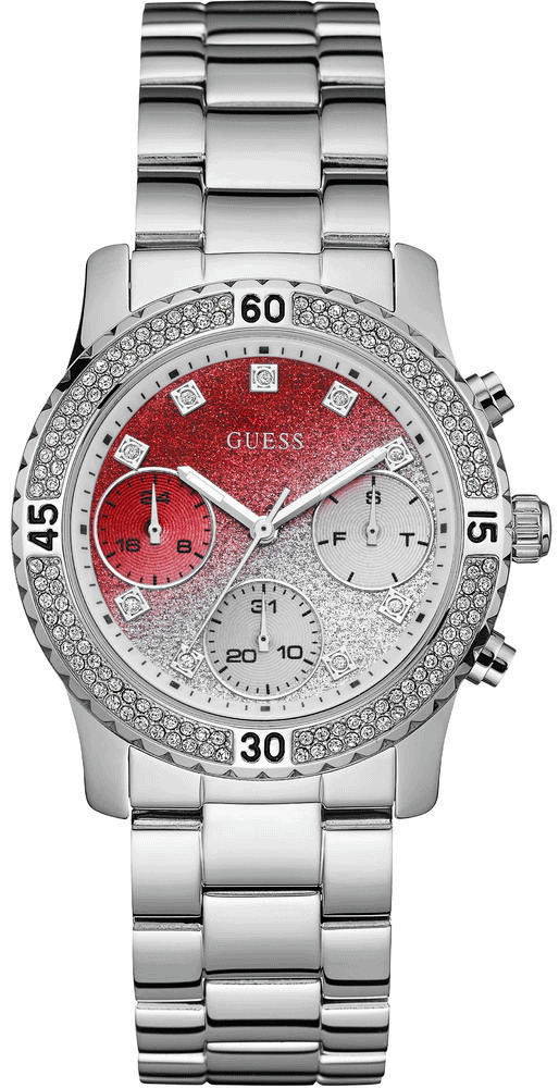 Guess Confetti Diamonds Silver Dial Silver Steel Strap Watch for Women - W0774L7 Buy Now By Guess