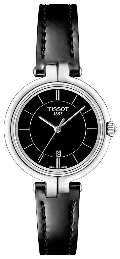Tissot T Lady Flamingo Black Dial Black Leather Strap Watch For Women - T094.210.16.051.00 Buy Now By Tissot