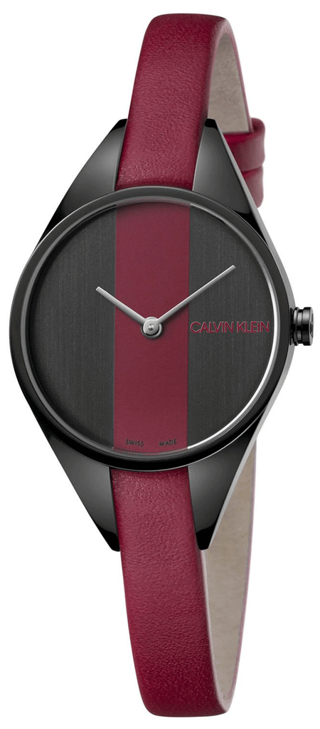 Calvin Klein Rebel Red Black Dial Red Leather Strap Watch for Women - K8P237U1 Buy Now By Calvin Klein