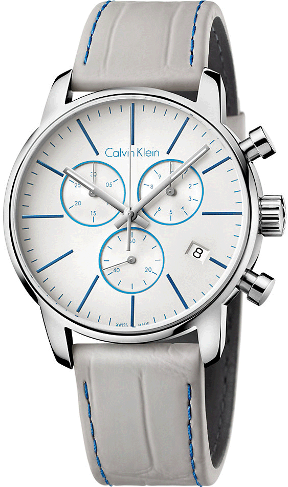 Calvin Klein City Chronograph White Dial White Leather Strap Watch for Men - K2G271Q4 Buy Now By Calvin Klein