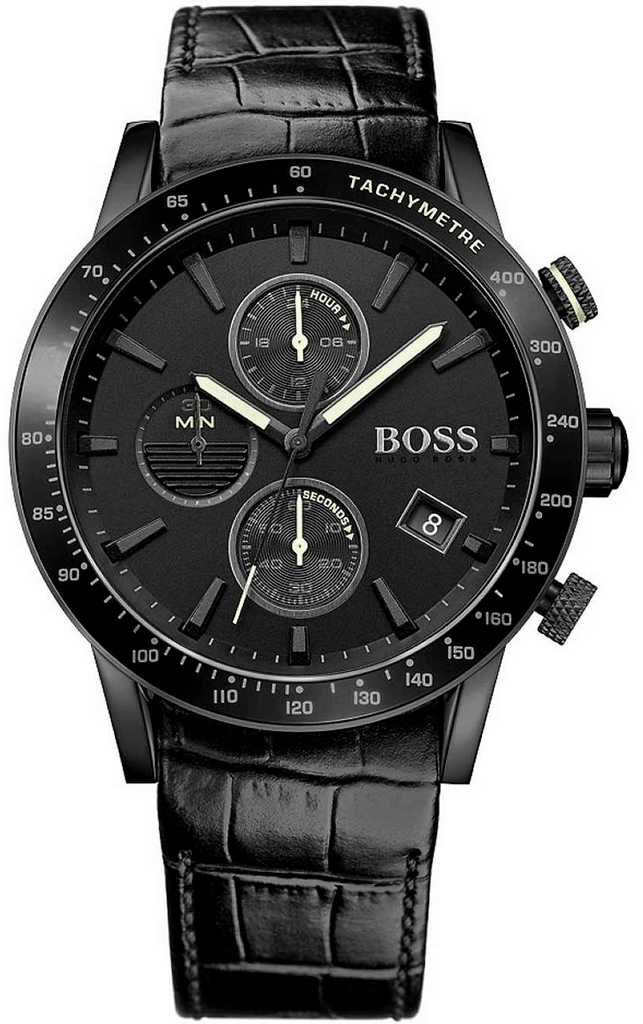 Hugo Boss Rafale Chronograph Black Dial Black Leather Strap Watch For Men - 1513389 Buy Now By Hugo Boss