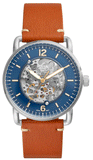 Fossil Commuter Automatic Skeleton Blue Dial Brown Leather Strap Watch for Men - ME3159 Buy Now By Fossil