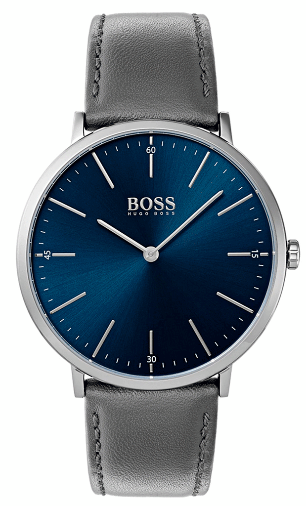 Hugo Boss Horizon Blue Dial Grey Leather Strap Watch for Men - 1513539 Buy Now By Hugo Boss