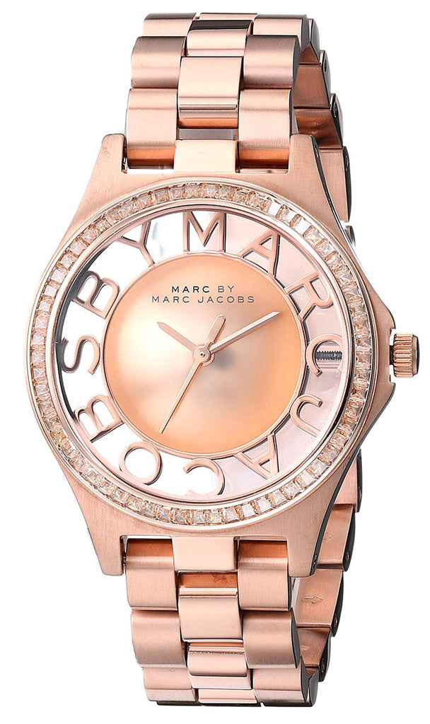 Marc Jacobs Henry Transparent Rose Gold Dial Rose Gold Steel Strap Watch for Women - MBM3339 Buy Now By Marc Jacobs