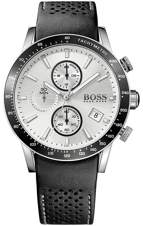 Hugo Boss Rafale Chronograh Quartz White Dial Black Leather Strap Watch For Men - HB1513403 Buy Now By Hugo Boss