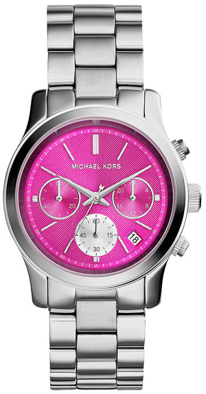 Michael Kors Runway Chronograph Pink Dial Silver Steel Strap Watch for Women - MK6160 Buy Now By Michael Kors