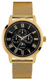 Guess Delancy Black Dial Gold Mesh Bracelet Watch for Men - W0871G2 Buy Now By Guess