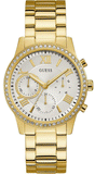 Guess Solar Chronograph Diamonds White Dial Gold Steel Strap Watch for Women - W1069L2 Buy Now By Guess