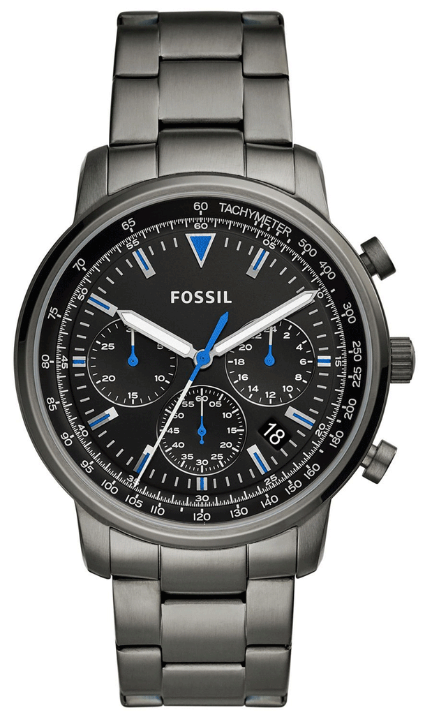Fossil Goodwin Chrono Analog Black Dial Grey Steel Strap Watch for Men - FS5518 Buy Now By Fossil