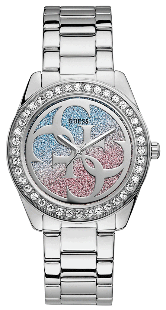 Guess G Twist Diamonds Silver Dial Silver Steel Strap Watch For Women - W1201L1 Buy Now By Guess