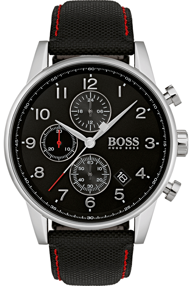 Hugo Boss Navigator Black Dial Black Leather Strap Watch for Men - 1513535 Buy Now By Hugo Boss