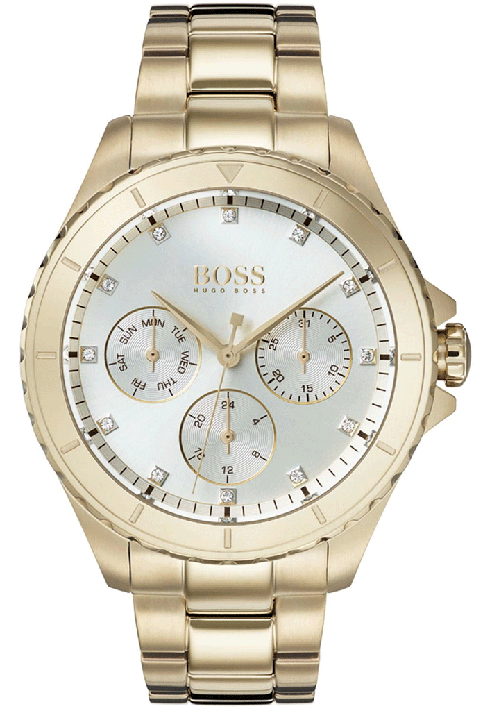 Hugo Boss Premiere White Dial Gold Steel Strap Watch for Women - 1502445 Buy Now By Hugo Boss