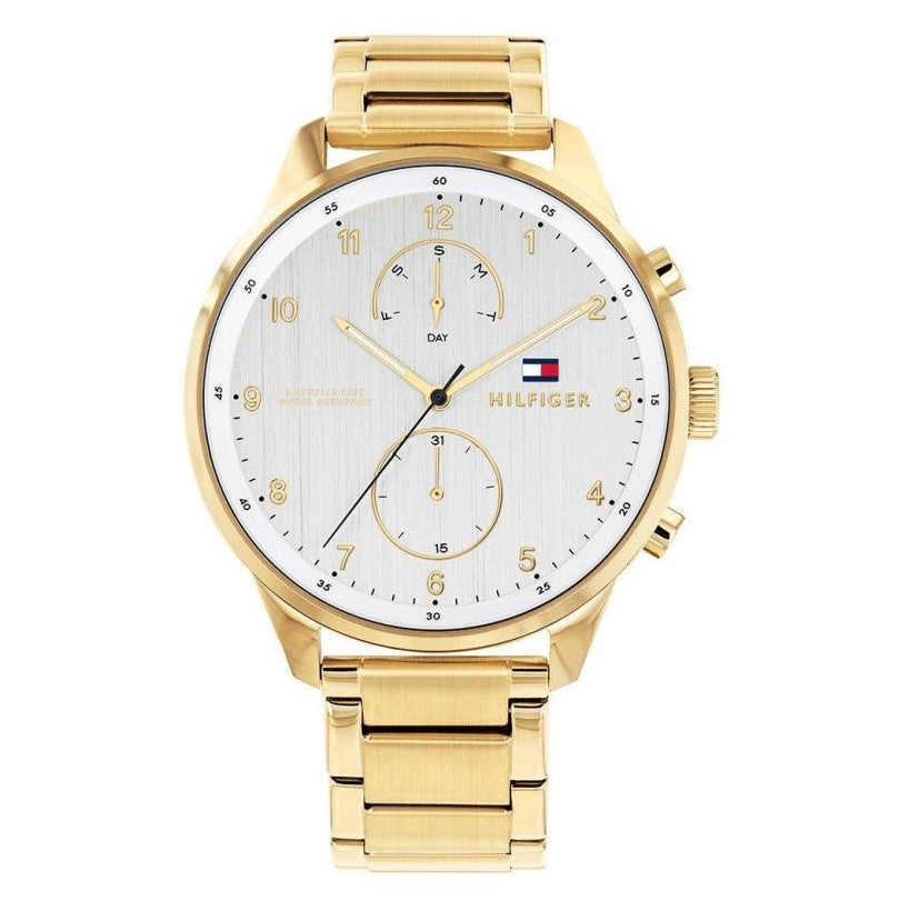 Tommy Hilfiger Chase Quartz White Dial Gold Steel Strap Watch for Men - 1791576 Buy Now By Tommy Hilfiger