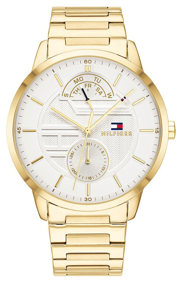 Tommy Hilfiger Hunter White Dial Gold Steel Strap Watch for Men - 1791609 Buy Now By Tommy Hilfiger