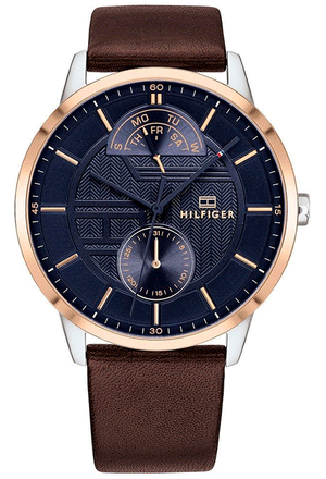 Tommy Hilfiger Hunter Blue Dial Brown Leather Strap Watch for Men - 1791605 Buy Now By Tommy Hilfiger