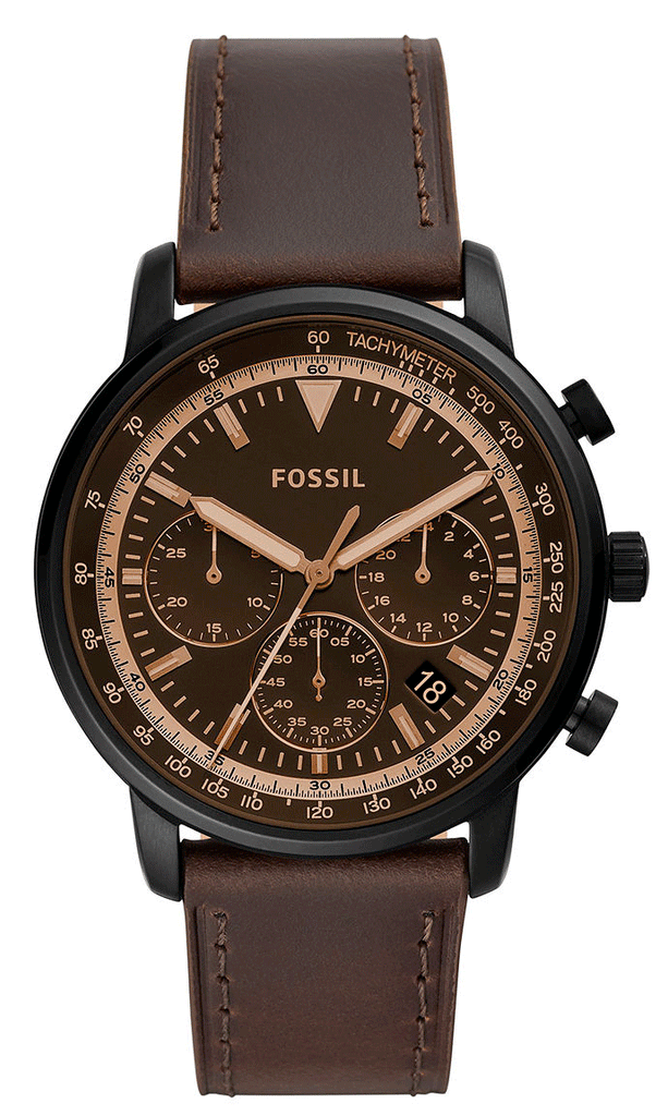 Fossil Goodwin Chronograph Brown Dial Brown Leather Strap Watch for Men - FS5529 Buy Now By Fossil