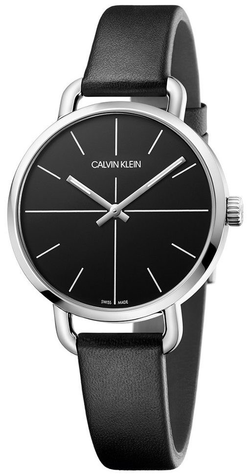 Calvin Klein Even Black Dial Black Leather Strap Watch for Women - K7B231CZ Buy Now By Calvin Klein