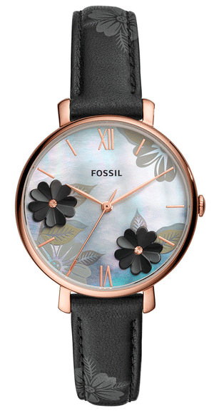 Fossil Jacqueline Mother of Pearl Dial Black Leather Strap Watch for Women - ES4535 Buy Now By Fossil